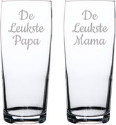 Gegraveerde bierfluitje 19cl De Leukste Mama-De Leukste Papa