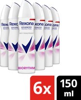 Bol.com Rexona Women Ultra Dry Biorythm Deodorant - 6 x 150 ml - Voordeelverpakking aanbieding