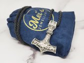 Viking Hammer ketting | ketting mannen / Viking sieraad / Thor ketting | Stainless Steel / 316L Roestvrij staal / Chirurgisch Staal / katoen | zwart zilver / 53 - 58 cm