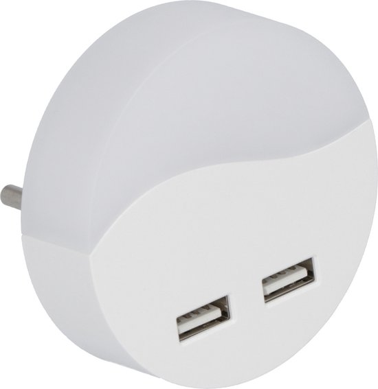 V-TAC VT-84 Presa Notte Con Luci LED Calde E 2 Porte USB - Ideale Per Camera Da Letto - copertina