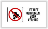 Sticker/ pictogram | 10 x 5 cm | "Lift niet gebruiken voor verhuis" | Verhuizingen | Conciërge | Syndicus | Veiligheid | Verhuislift | 2 stuks