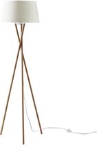 INTERNATIONAAL DESIGN Vloerlamp Maud driepoot - Stoffen houten voet - Wit