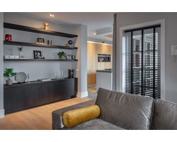 Dutchblinds Houten Jaloezieën 50mm - Zwart - 260 x 175 cm - Raamdecoratie op maat