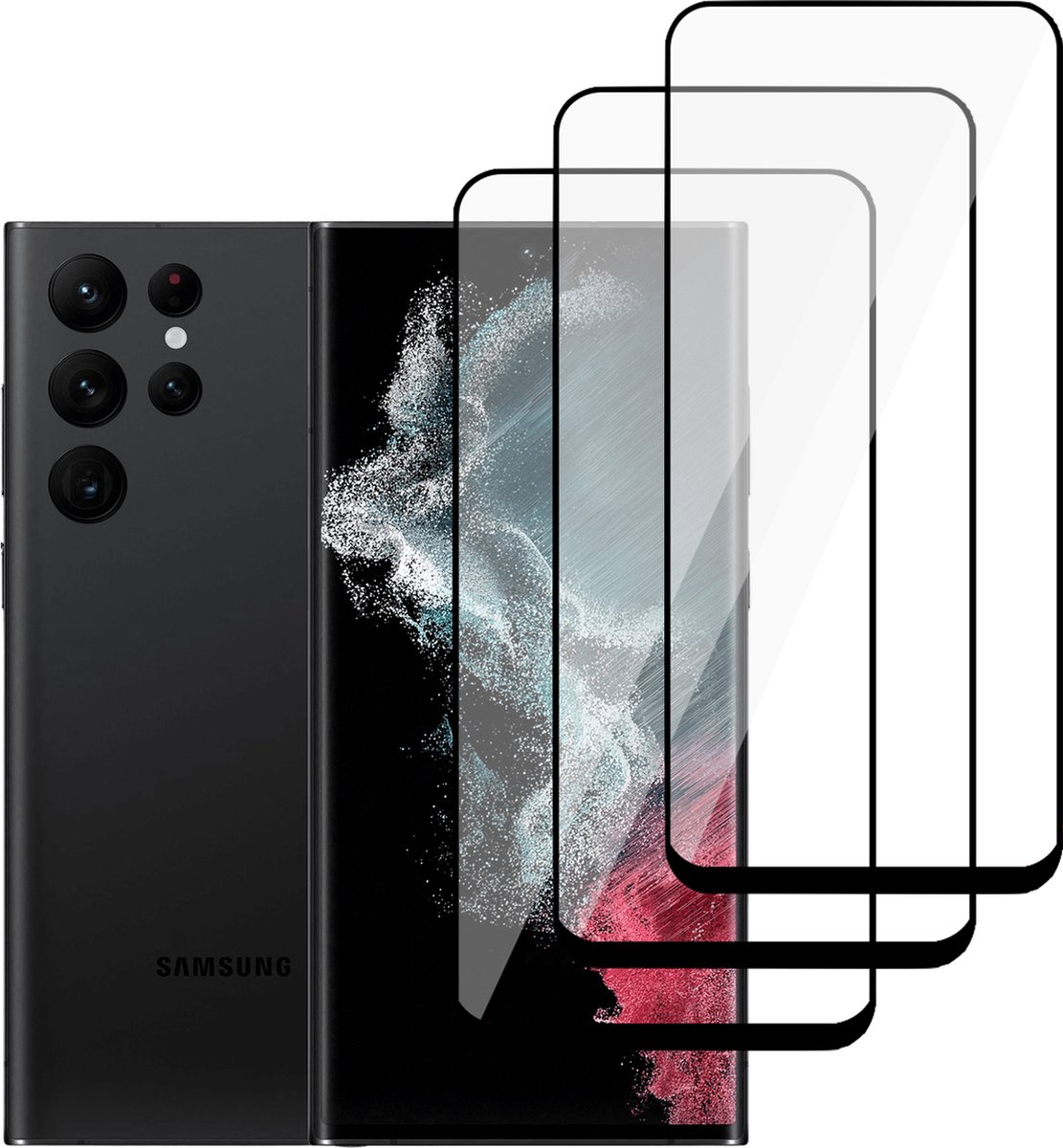 Screenprotector geschikt voor Samsung S22 Ultra – Glass Pet Folie – 3 Stuks