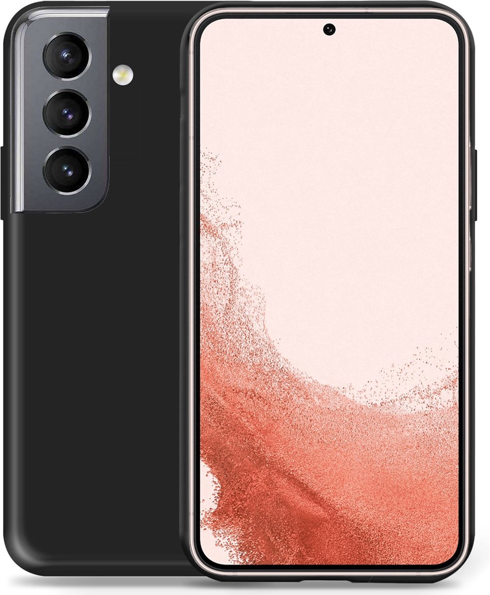 Hoesje geschikt voor Samsung S22 – Liquid Back Case Cover Zwart