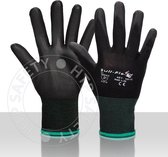 SET à 12 paires de gants de travail - PU Flex - Gants de mécanicien - TAILLE 9 - L - NOIR
