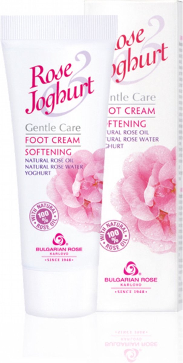 Softening foot cream Rose Joghurt | Voetcrème | Rozen cosmetica met 100 % natuurlijke Bulgaarse rozenolie en rozenwater