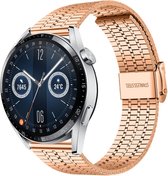 Strap-it Luxe stalen RVS bandje - geschikt voor Huawei Watch GT / GT 2 / GT 3 / GT 3 Pro 46mm / GT 2 Pro / GT Runner / Watch 3 & 3 Pro - rosé goud