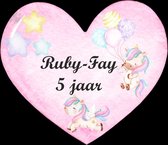 Raamsticker hart vorm eenhoorn thema met naam en leeftijd - Gepersonaliseerde naam - Leeftijd - Eenhoorn - Unicorn - Heart - Raamsticker