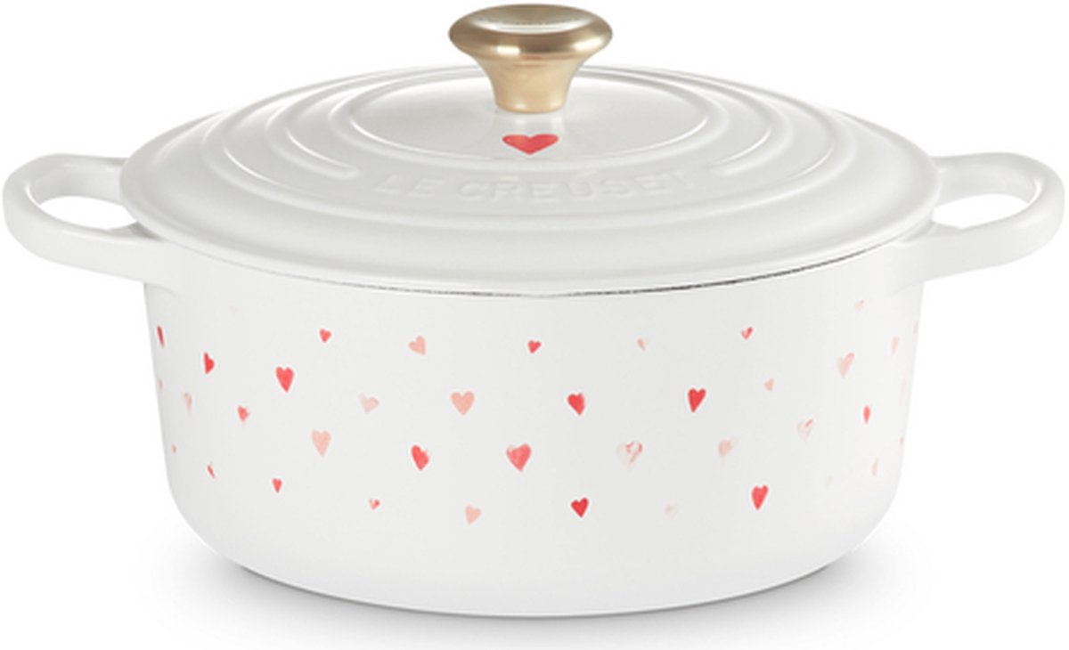 Le Creuset. Ronde braadpan - stoofpan - Hart 22cm met gouden knop