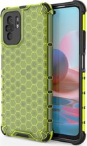 Xiaomi Redmi Note 10 4G Hoesje - Mobigear - Honeycomb Serie - Hard Kunststof Backcover - Groen - Hoesje Geschikt Voor Xiaomi Redmi Note 10 4G