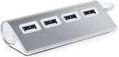 Elegante USB hub - splitter - switch - 4 poorten - met kabel - computer accessoires - zilver