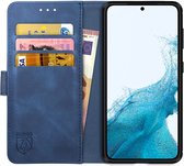 Rosso Element Book Case Wallet Hoesje Geschikt voor Samsung Galaxy S22 | Portemonnee | 3 Pasjes | Magneetsluiting | Stand Functie | Blauw