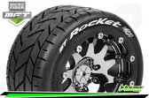 Louise RC - MFT - ST-ROCKET - 1-10 Monster Truck Bandenset - Gemonteerd - Sport - 2.8 Bead-Lock Velgen Zwart-Chrome - 0-Offset - Zeskant 12mm - L-T3311SBC