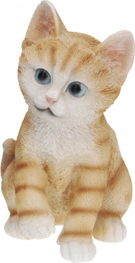 Zittende katten beeldje oranje 19 cm | bol.com