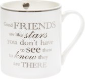 tas / beker friends are like stars   , mok met tekst vrienden .