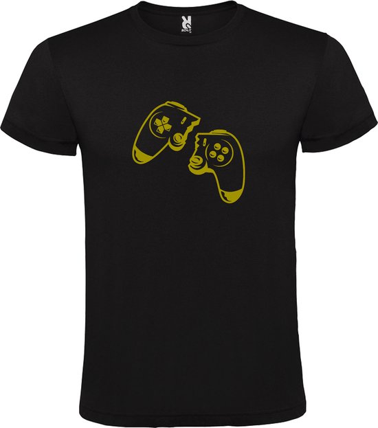 T-shirt Zwart 'Game Controller' Goud Taille S