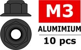 Team Corally - Aluminium zelfborgende zeskantmoer met flens - M3 - Gun Metaal - 10 st