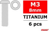 Team Corally - Titanium schroeven M3 x 8mm - Laagbolkop binnenzeskant - 6 st