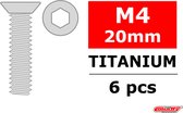 Team Corally - Titanium schroeven M4 x 20mm - Verzonkenkop binnenzeskant - 6 st