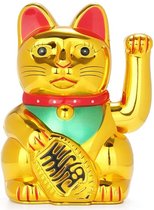 Maneki Neko - 35 x 24cm XXL - Zwaaiende Kat - Geluksbrenger - Lucky Cat - Gelukspoppetjes