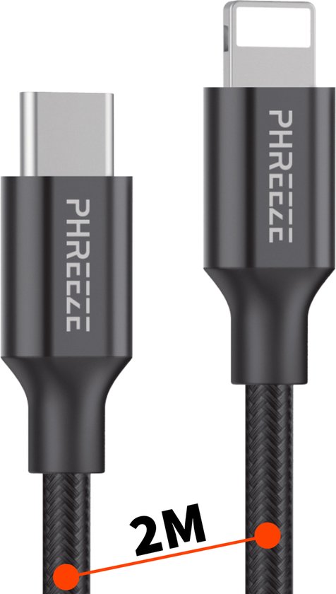 ijs prieel bezorgdheid USB-C naar Lightning kabel - 2 meter - Geschikt voor iPhone/iPad/Airpods -  Ondersteunt... | bol.com