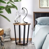 Furnibella - Bijzettafel, nachtkastje, met metalen poten, stapelbaar, vintage salontafel, industrieel design