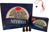 Doos met 12 pakjes - Wierook - Wierookkegeltjes - Kegeltjes - Kegels - Incense Cones - Mirre - Myrrh - 120 Kegeltjes + Gelukspoppetje