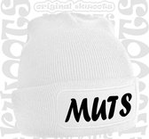 MUTS muts - Wit - Beanie - One Size - Unisex - Grappige teksten - Quotes - Kwoots - Wintersport - Aprés ski muts - Lekker droog