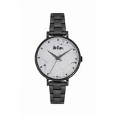 Lee Cooper LC06801.030 - Horloge - Analoog - Dames - Vrouwen - stalen band - marmeren wijzerplaat - Zwart - Grijs