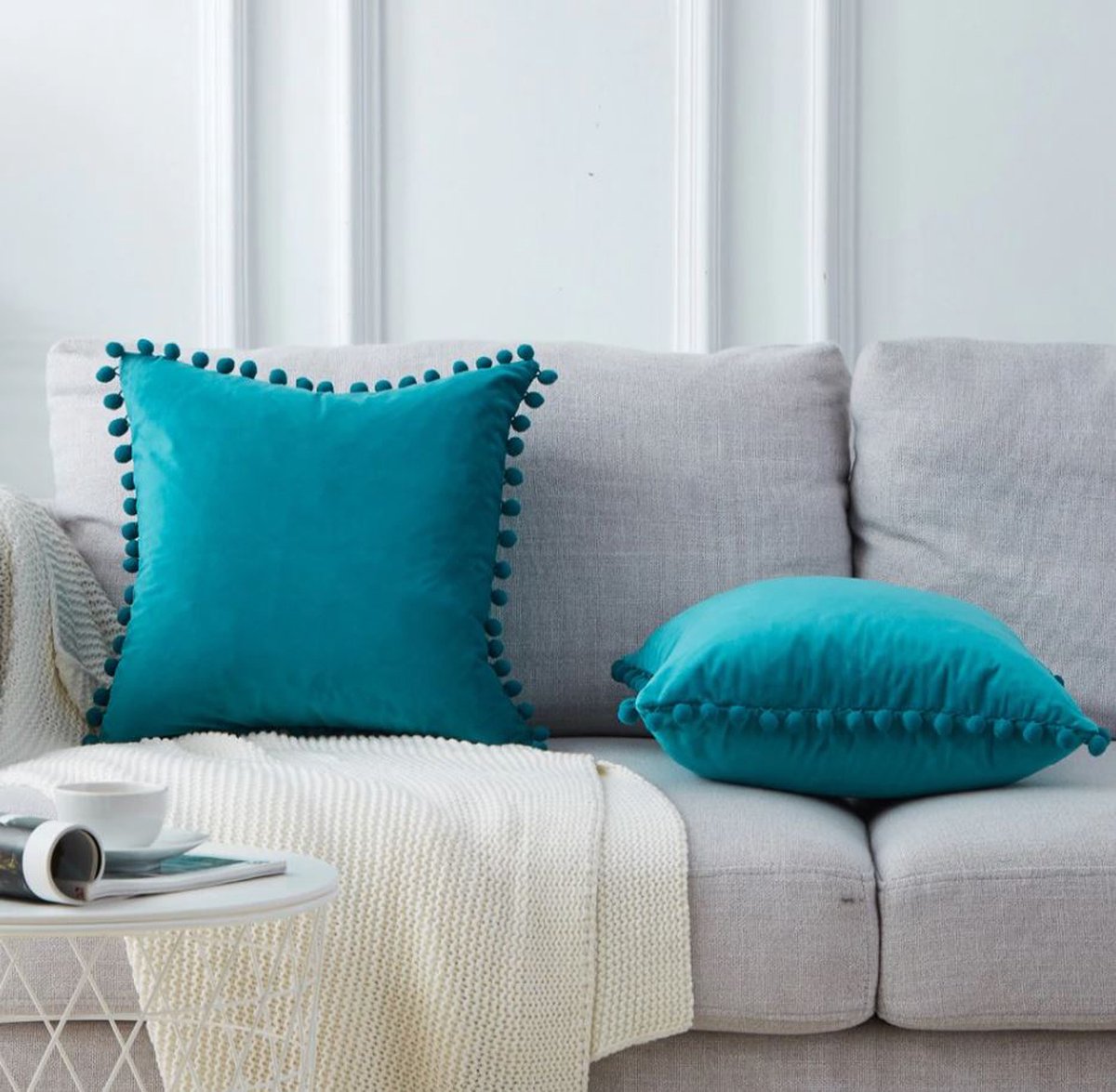 Kussen fluweel okergeel set van 3 sierkussens – Jonkheer Interieur