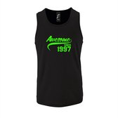Zwarte TankTop met " Awesome sinds 1997 " print Neon Groen size S