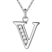SALE - Damesketting – Vrouwenketting – Zilver – Letter V - Valentijn - Cadeau voor haar
