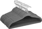 Furnibella - Kleerhangers met antislip oppervlak, 100 stuks, antislip, ruimtebesparend, 360 graden draaibare haak, 0,5 cm dik, grijs