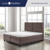 Luna Bedden - Boxspring Luna - 140x200 Compleet Bruin 4vaks Bed