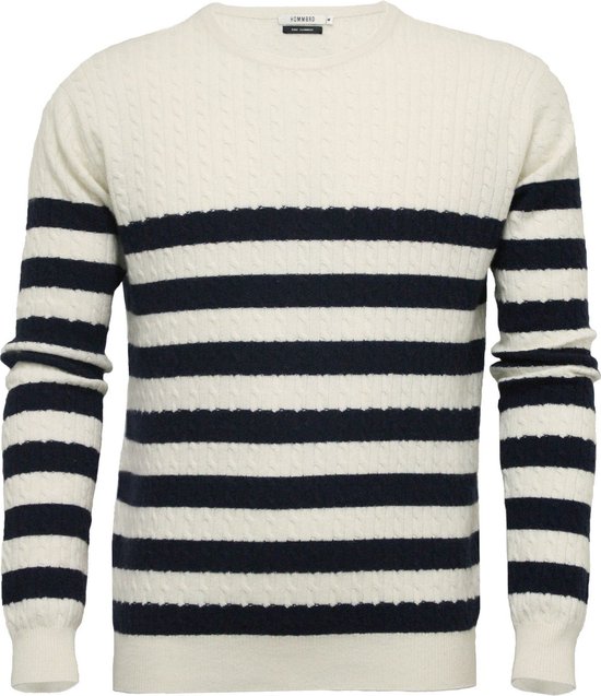 Hommard Crew Neck Cable Striped Silk Cachemire Pull Taille X-Large