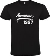 Zwart  T shirt met  "Awesome sinds 1997" print Wit size S