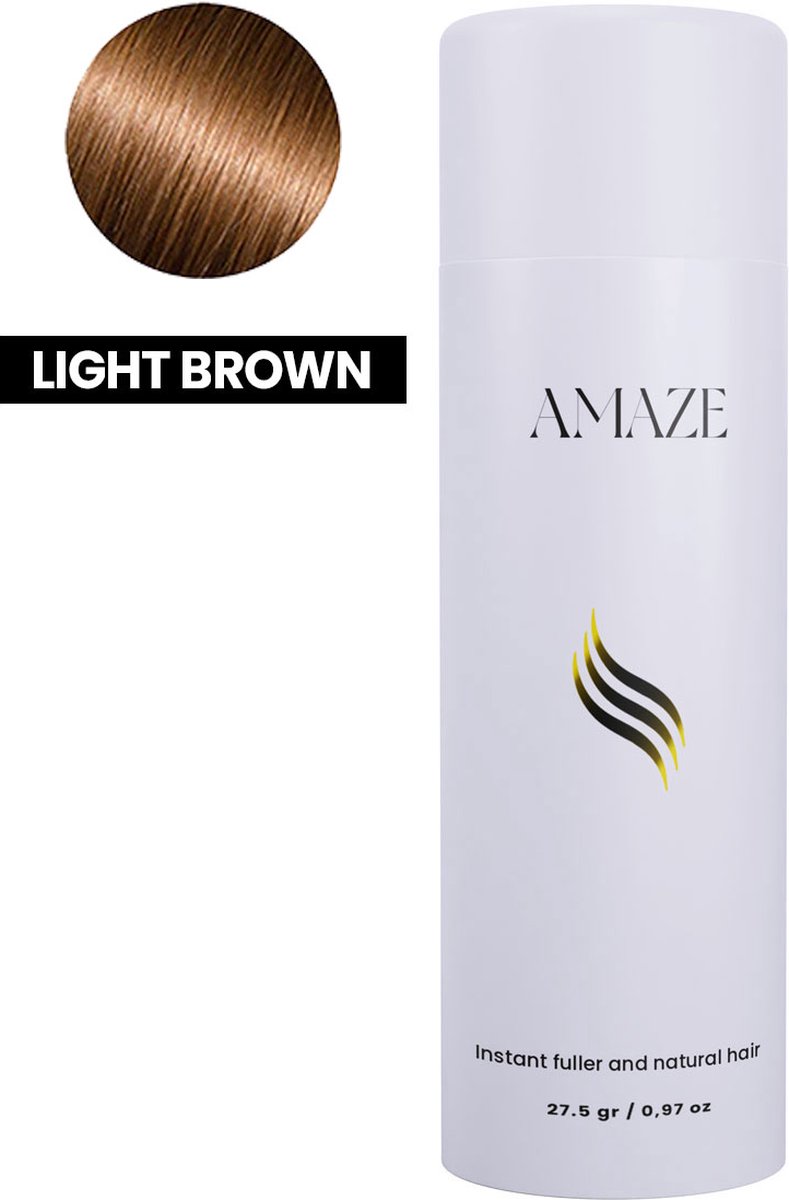 Amaze Haarpoeder voor Kaalheid (Man/Vrouw) - Keratine Haarvezels Lichtbruin - 27.5 gram - Haaruitval