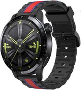 Strap-it Special Edition sport bandje - geschikt voor Huawei Watch GT / GT 2 / GT 3 / GT 3 Pro 46mm / GT 2 Pro / GT Runner / Watch 3 / 3 Pro - zwart/rood/blauw