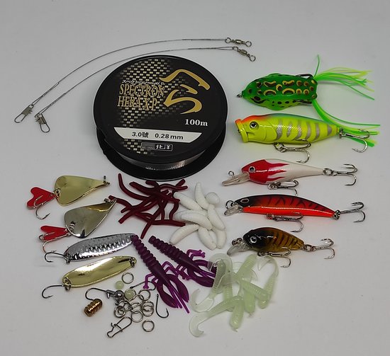 Kunstaas set - 60 delig - Alle type roofvis - 100M vislijn - Pluggen - Spinners - Popper - Crankbait - Snoek - Snoekbaars - Baars — afbeelding 3