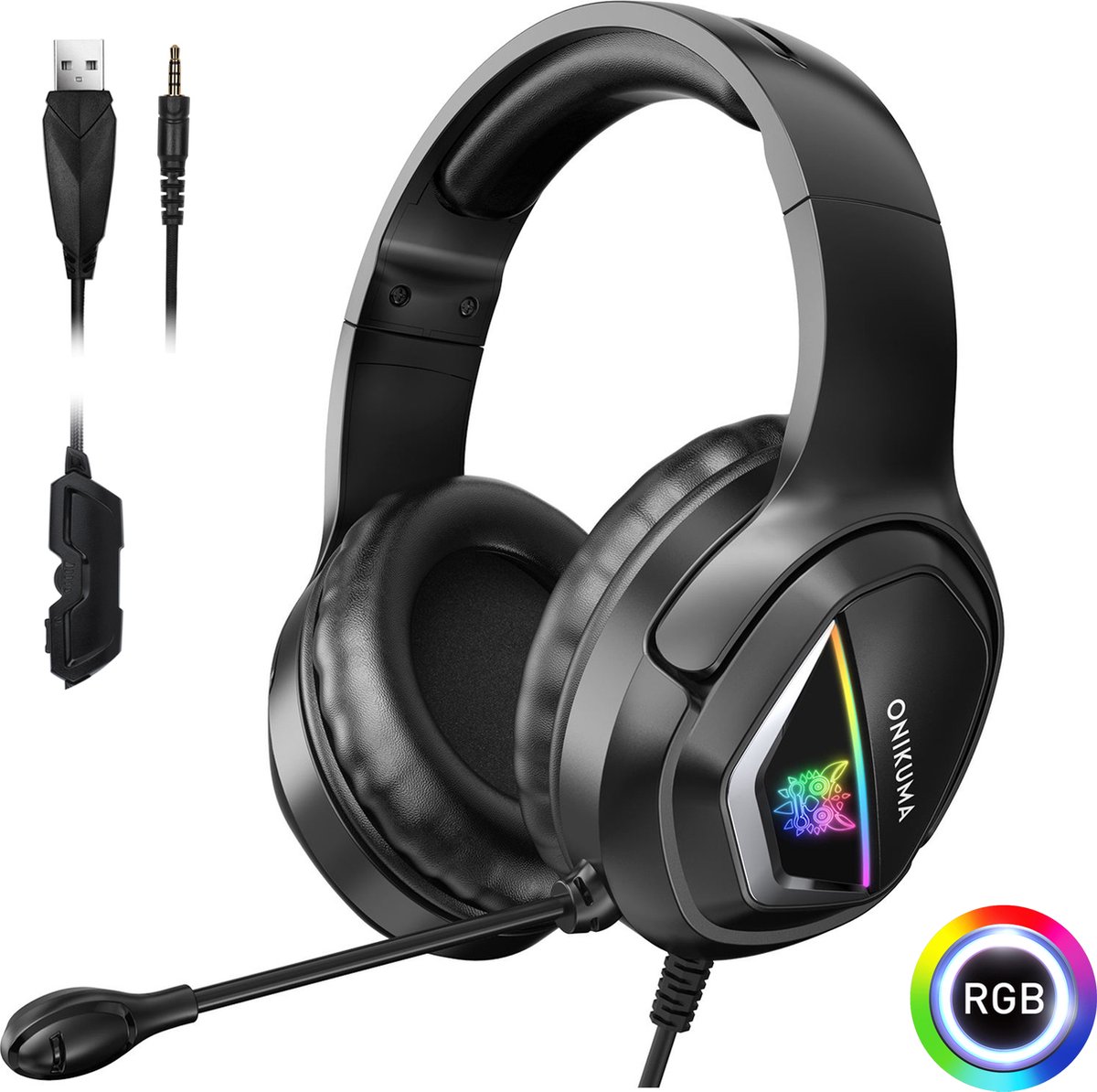 Gavury RGB X2 PRIME Koptelefoon - RGB led verlichting - Voor PS4 PS5 en XBOX One Gaming Hoofdtelefoon - Professionele Gaming Headset - Surround Sound & Noise cancelling headset