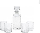 LuxuryGadgets - Whiskeyset - Set van 5 - Karaf- 4 glazen- Luxe- Glas - Cadeau
