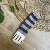 Fleece Sokken Grijs gestreept (maat 35-40) - Kattensokken - Winter sokken - Dikke sokken - Fluffy sokken - Huissokken -