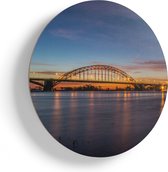 Artaza Houten Muurcirkel - Waalbrug in Nijmegen  - Ø 80 cm - Groot - Multiplex Wandcirkel - Rond Schilderij