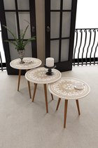 Salontafels met houten poten -  drie delig