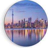 Artaza Dibond Muurcirkel Toronto Skyline in Canada - Ø 50 cm - Klein - Wandcirkel - Rond Schilderij - Voor Binnen en Buiten