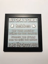 Tekstbord / Wandbord / Bij opa en oma / Verjaardag / Cadeau / Woondecoratie / Blauw / Fotolijst