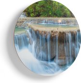 Artaza Houten Muurcirkel - Waterval In Het Bos In Thailand - Ø 45 cm - Klein - Multiplex Wandcirkel - Rond Schilderij