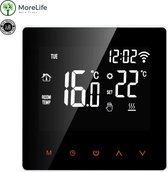 MoreLife Slimme Thermostaat - Thermostaat voor Boiler - Slimme Thermostaat met Tuya App - WIFI - Amazon Alexa - Google Home - Zwarte Thermostaat