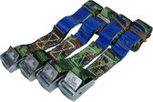 Set van 4 sjorbanden met klemgesp, 0.40 m, 20 mm, camouflageband